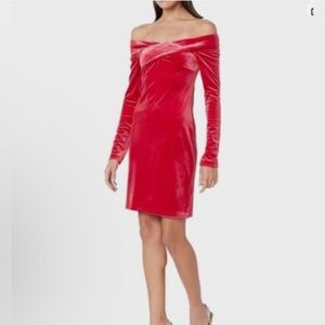 Steve Madden Alaura Red Velvet Off the Shoulder Mini Dress - L - NWT